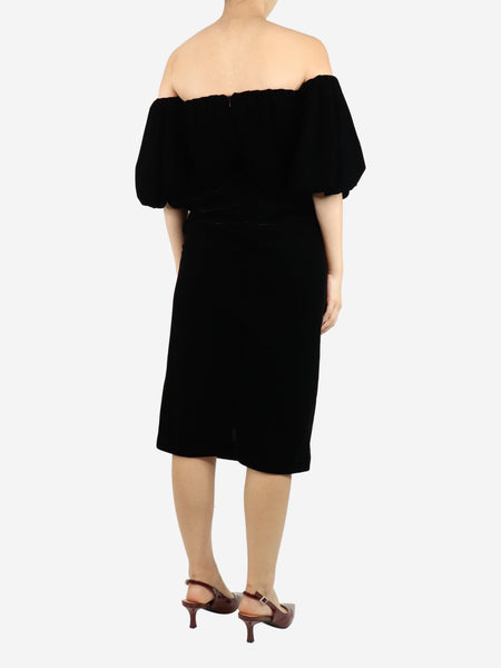 Black off-shoulder velvet midi dress - size UK 8 alternate image