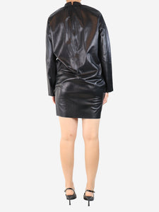 Celine Black leather mini dress - size UK 8