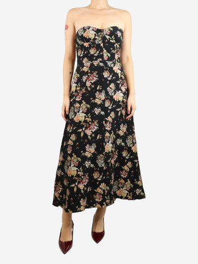 Black strapless floral jacquard dress - size UK 16 Dresses Rochas 