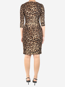 Dolce & Gabbana Brown leopard printed midi dress - size UK 8