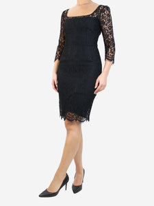 Dolce & Gabbana Black 3/4 sleeve lace midi dress - size UK 10