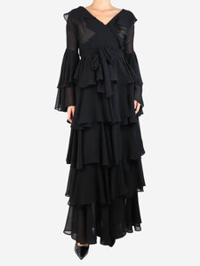 Norma Kamali Black ruffled chiffon dress - size S
