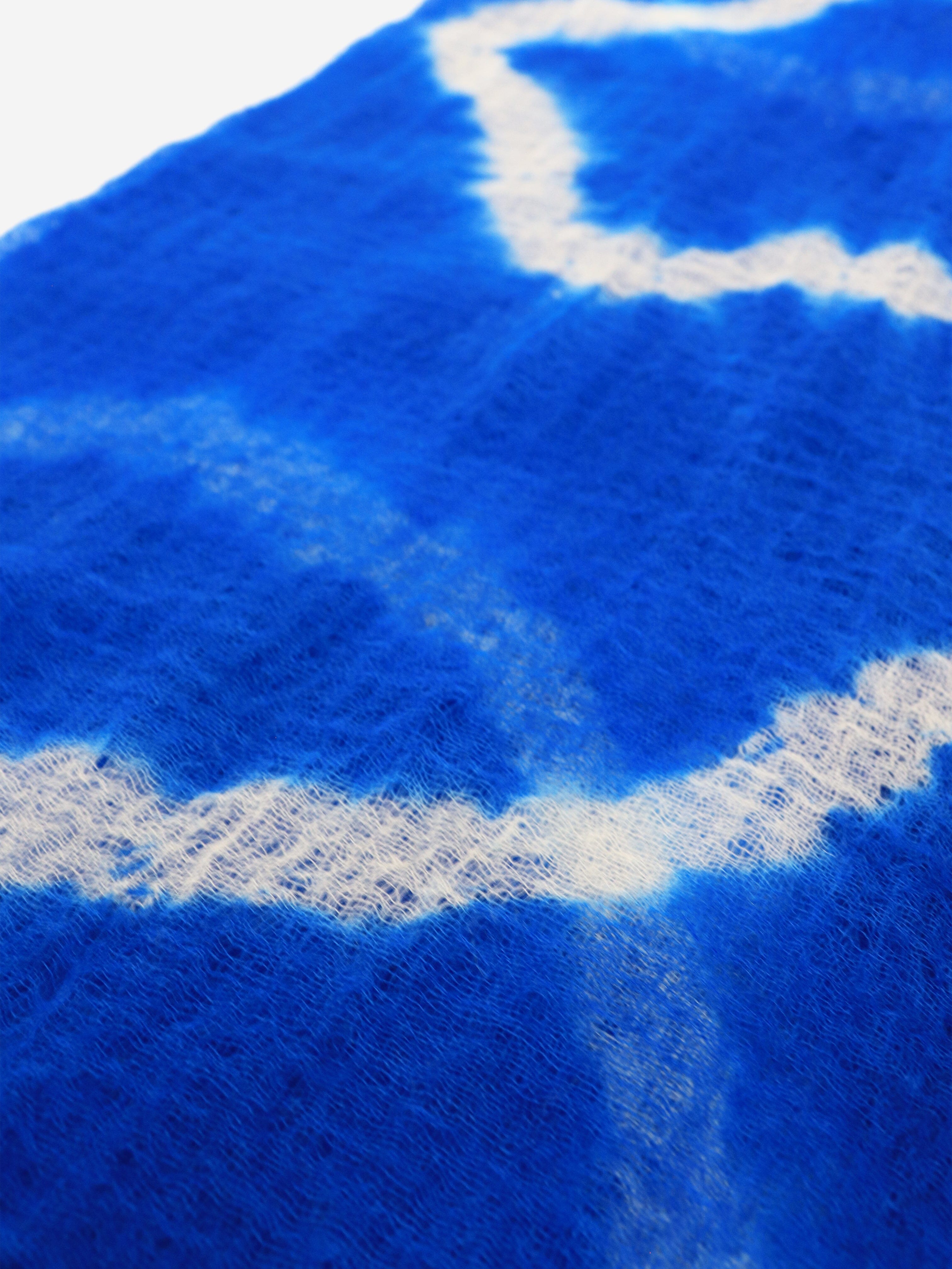 Blue and white Shibori Cashmere scarf Scarves Suzusan 