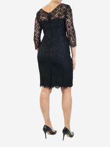Dolce & Gabbana Black 3/4 sleeve lace midi dress - size UK 10