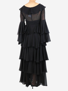 Norma Kamali Black ruffled chiffon dress - size S