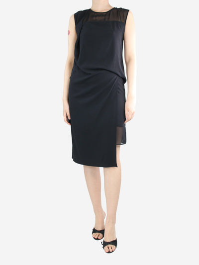 Black sleeveless gathered midi dress - size UK 12 Dresses Helmut Lang 