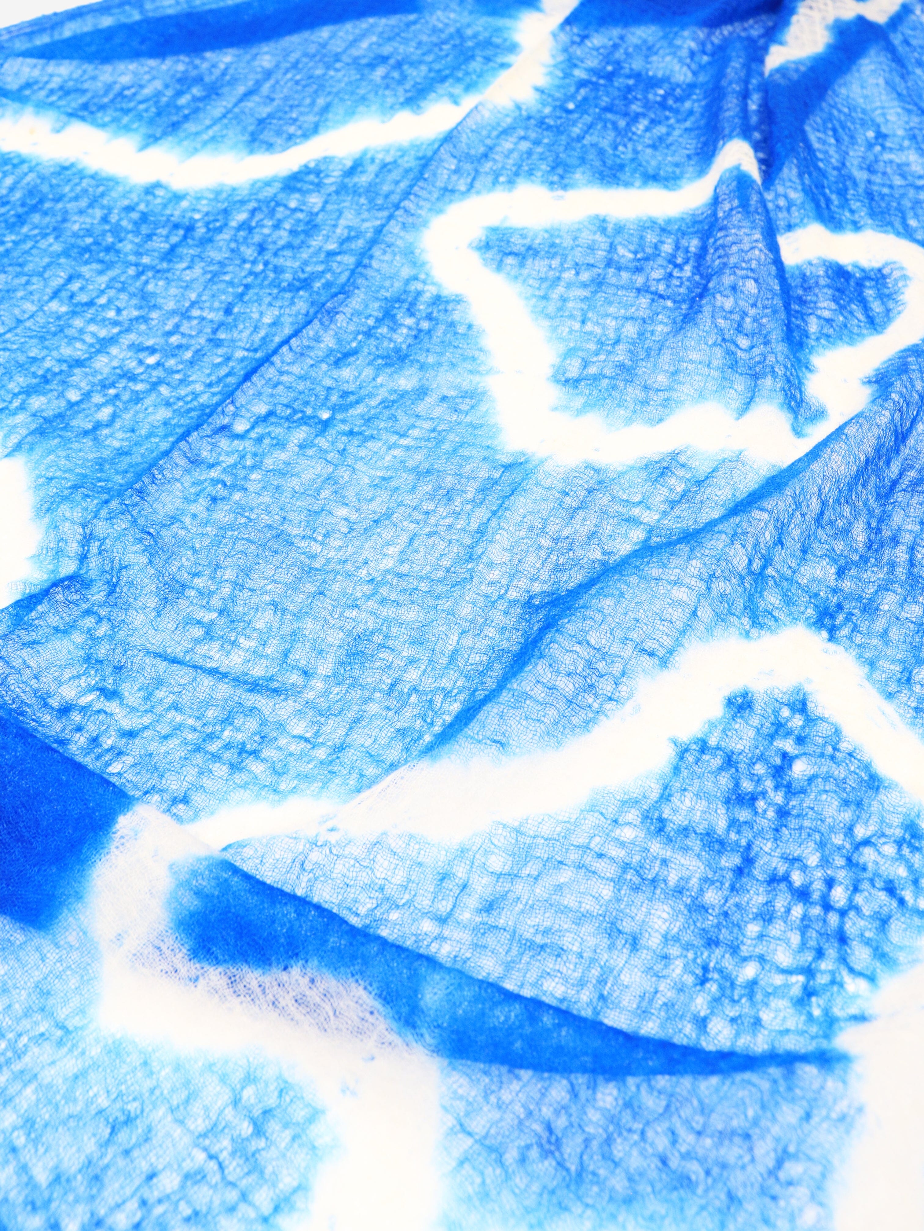 Blue and white Shibori Cashmere scarf Scarves Suzusan 