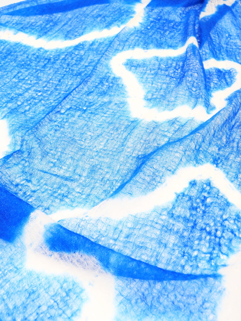 Blue and white Shibori Cashmere scarf Scarves Suzusan 
