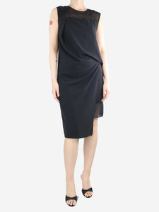 Helmut Lang Black sleeveless gathered midi dress - size UK 12