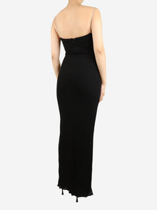 Balmain Black crystal-strap maxi slip dress - size UK 8