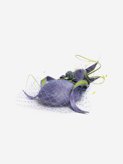 Purple and green floral fascinator Hats Edwina Ibbotson 
