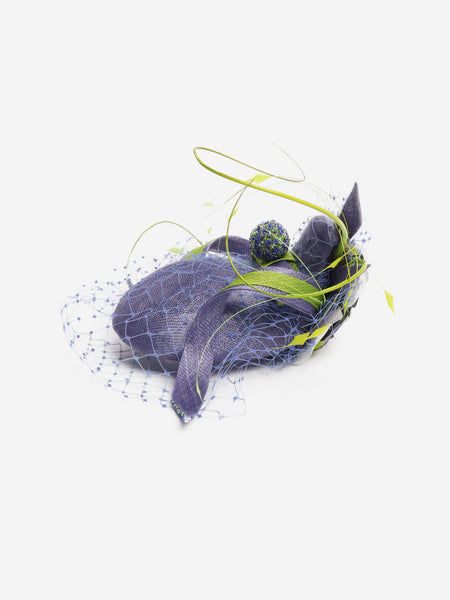 Purple and green floral fascinator alternate image