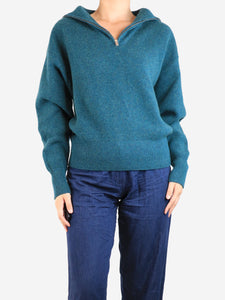Isabel marant Etoile Green quarter zip knit jumper - size UK 10