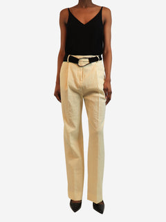 Cream belted seersucker trousers - size UK 8 Trousers Victoria Victoria Beckham 