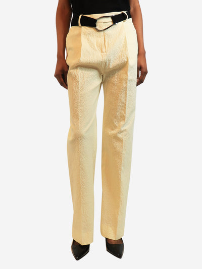 Cream belted seersucker trousers - size UK 8 Trousers Victoria Victoria Beckham 