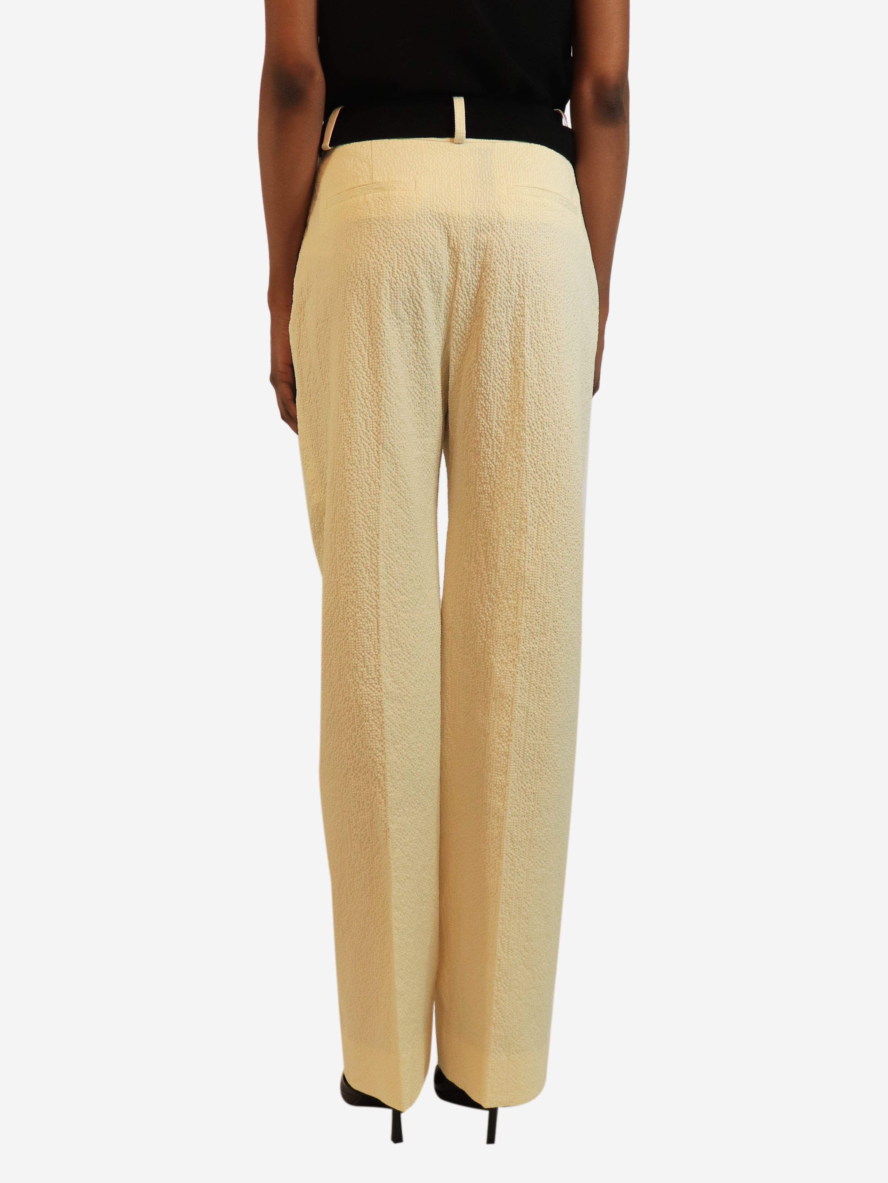 Cream belted seersucker trousers - size UK 8 Trousers Victoria Victoria Beckham 