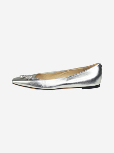Silver bejewelled flats with square toe - size EU 41.5 Flat Shoes Jimmy Choo 