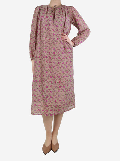 Taupe cotton printed dress - size S Dresses Xirena 
