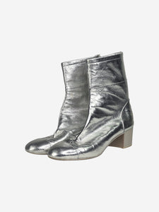 Chanel Silver boots with back zip - size EU 41.5