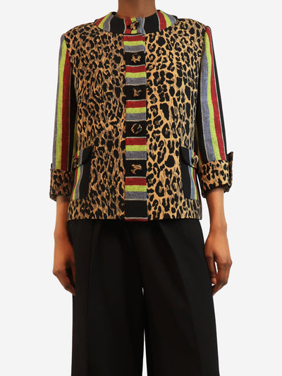 Multicolour striped and leopard print jacket - size S Coats & Jackets Duro Olowu 