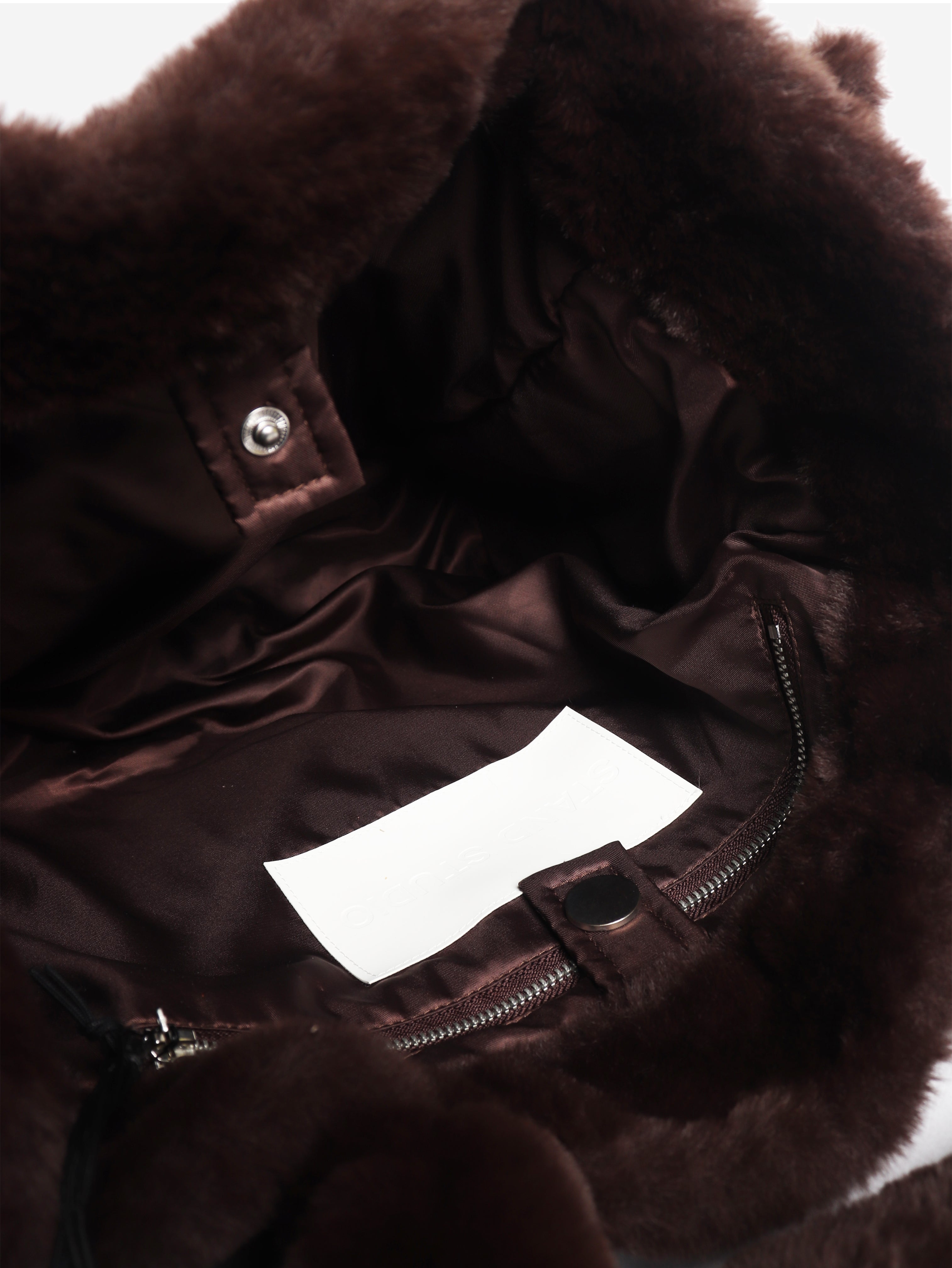 Brown faux fur bag