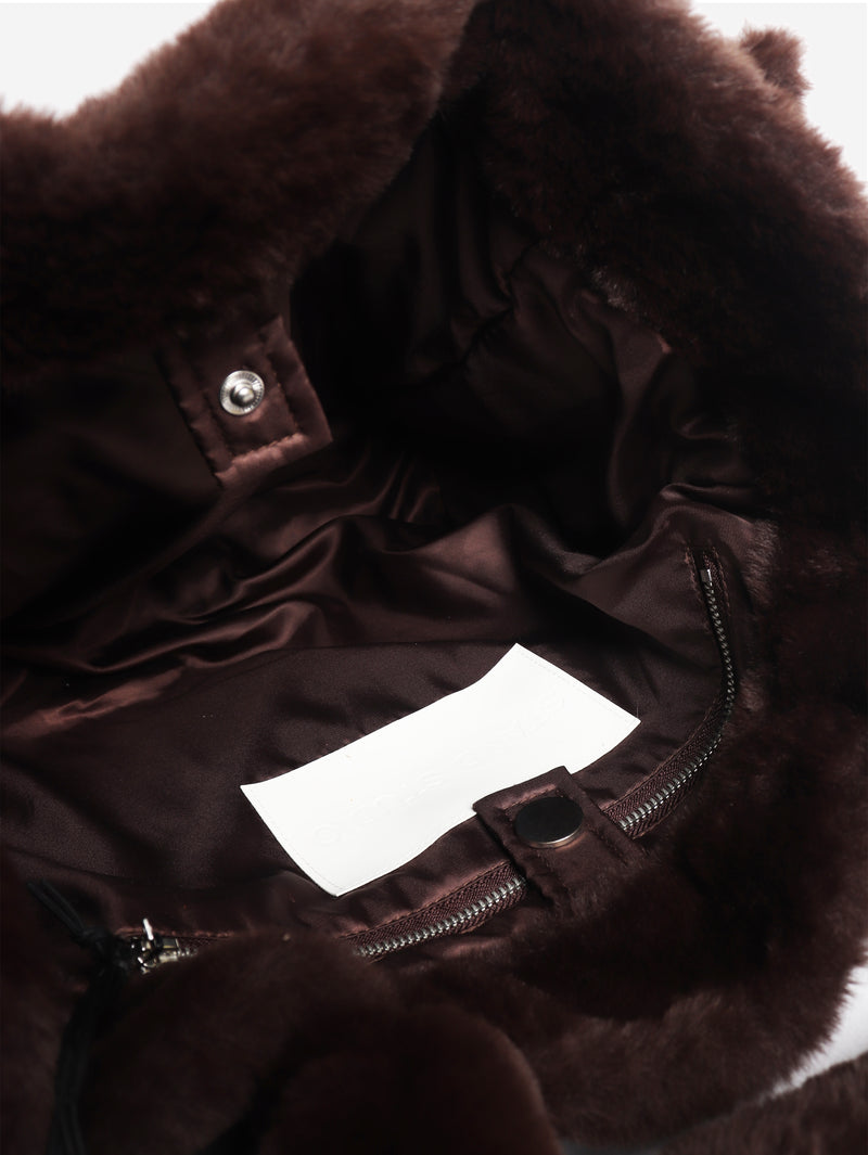 Brown faux fur bag