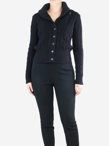 Ralph Lauren Black cable-knit wool-blend cardigan - size M