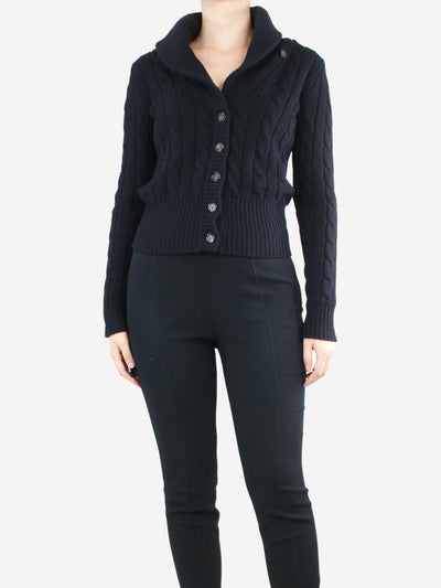 Black cable-knit wool-blend cardigan - size M Knitwear Ralph Lauren 