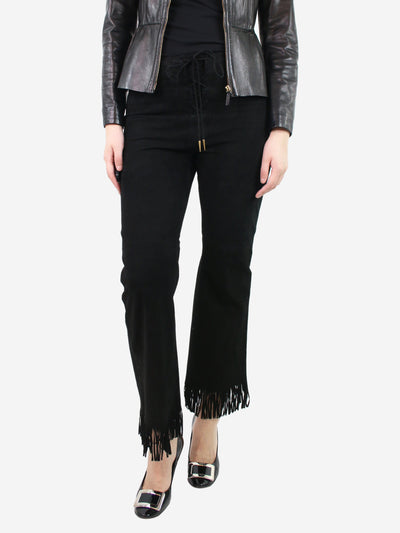 Black suede fringed trousers - size UK 8 Trousers Christian Dior 