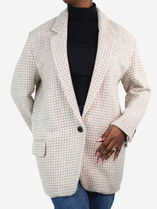 Isabel Marant Etoile Cream single-breasted houndstooth wool jacket - size UK 12