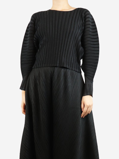 Black pleated top - size UK 10 Tops Pleats Please 