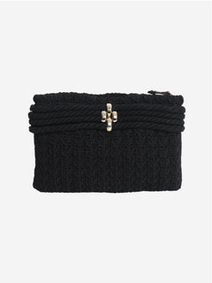 Black buckle clutch