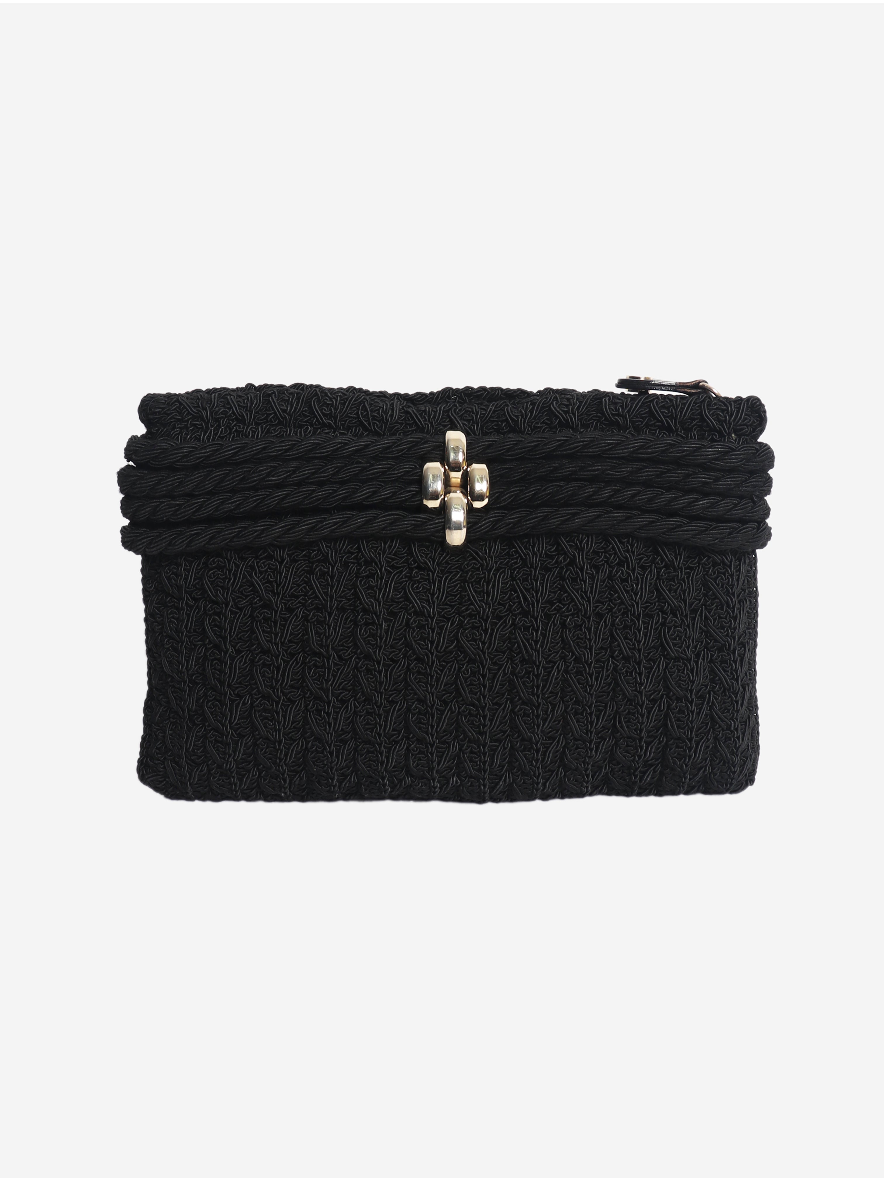 Black buckle clutch