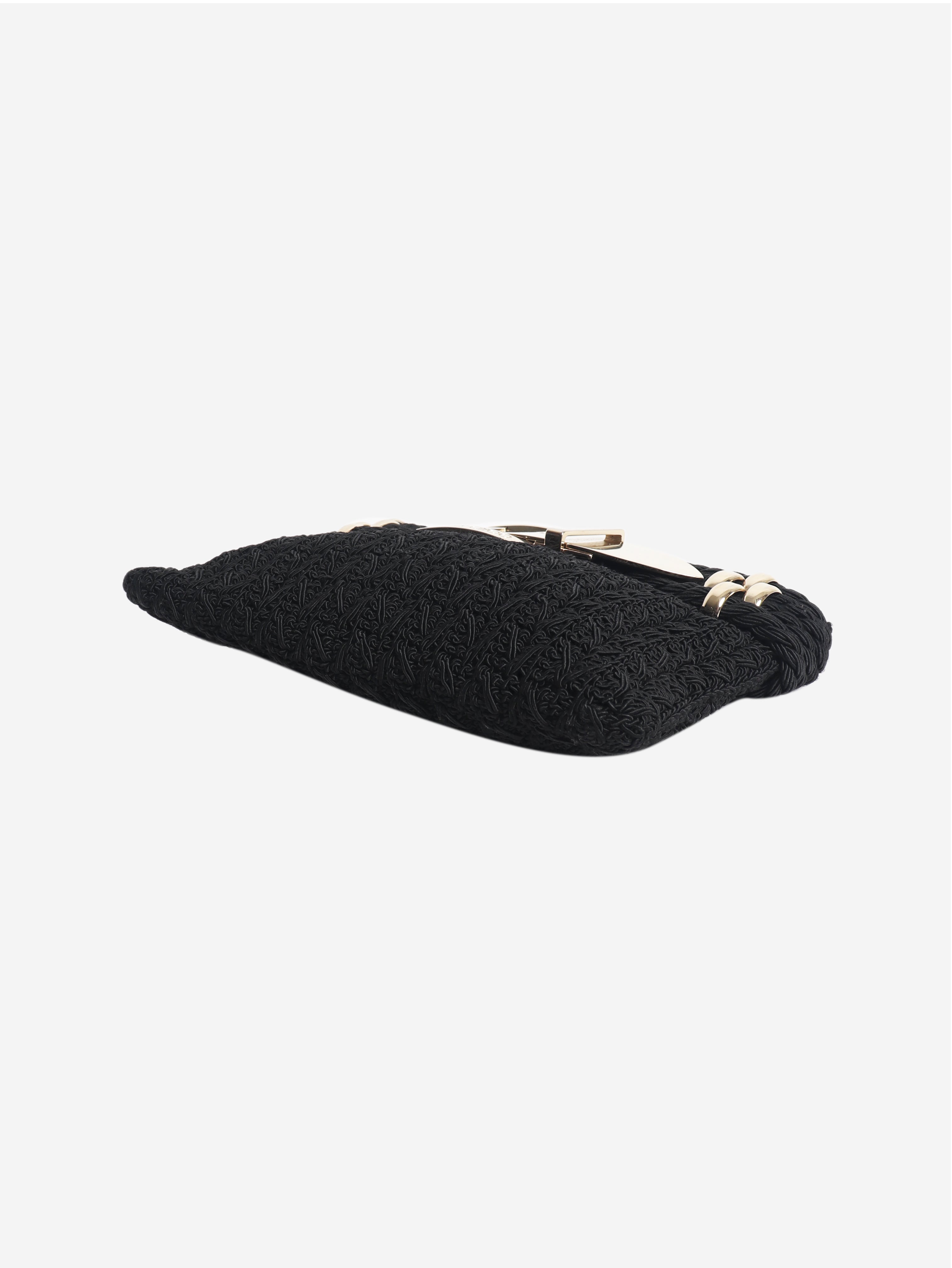 Black buckle clutch