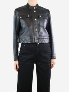 Sandro Black leather jacket - size UK 12