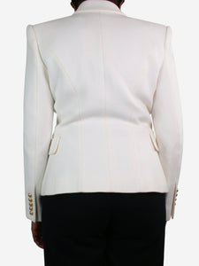 Balmain White double-breasted textured blazer - size FR 42