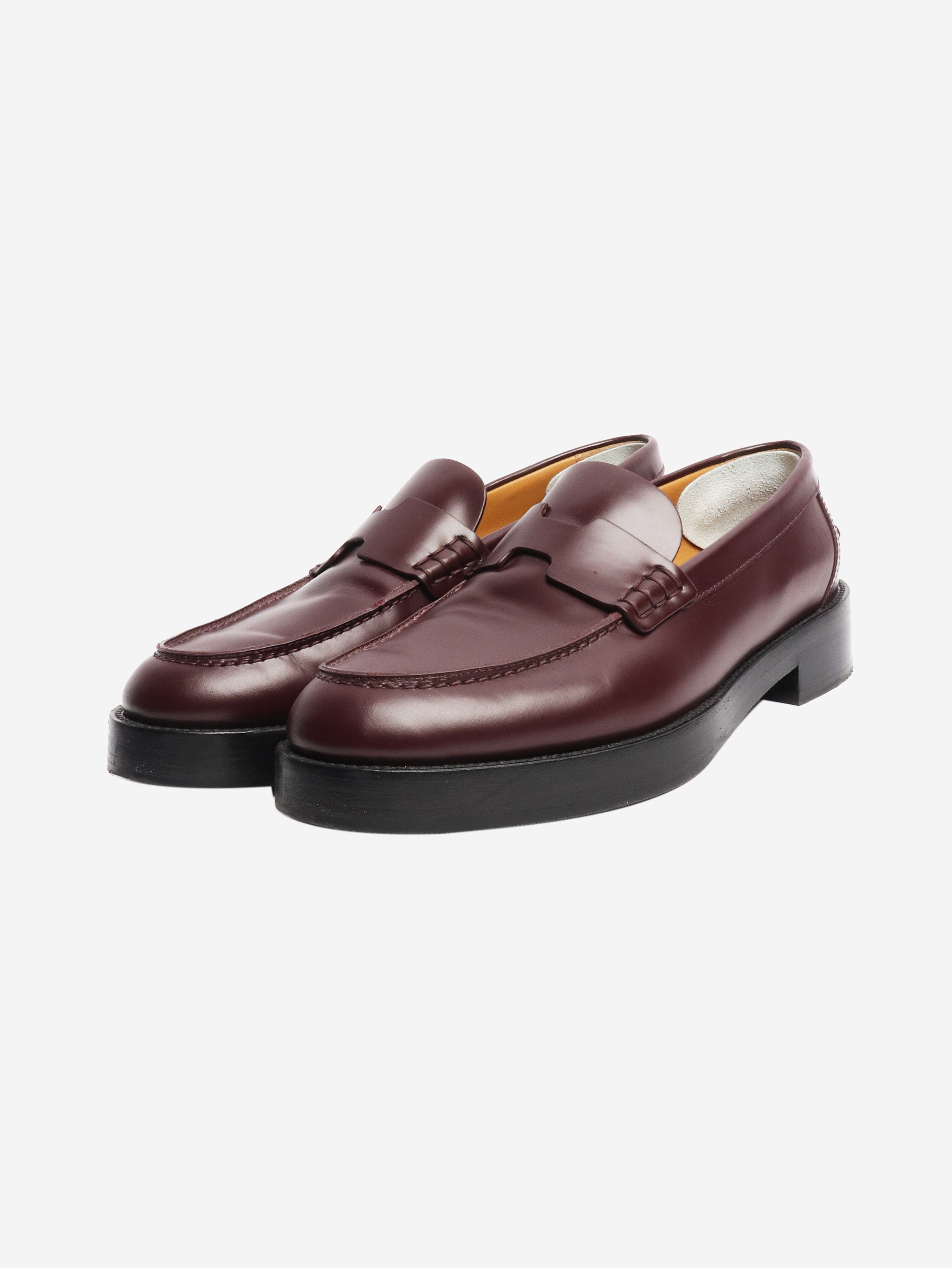 Burgundy leather loafers - size EU 38.5 Flat Shoes Hermes 