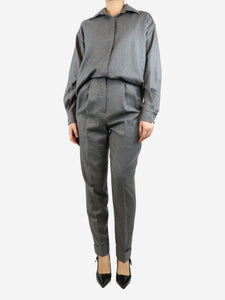 Emilia Wickstead Grey wool shirt and trouser set - size UK 8