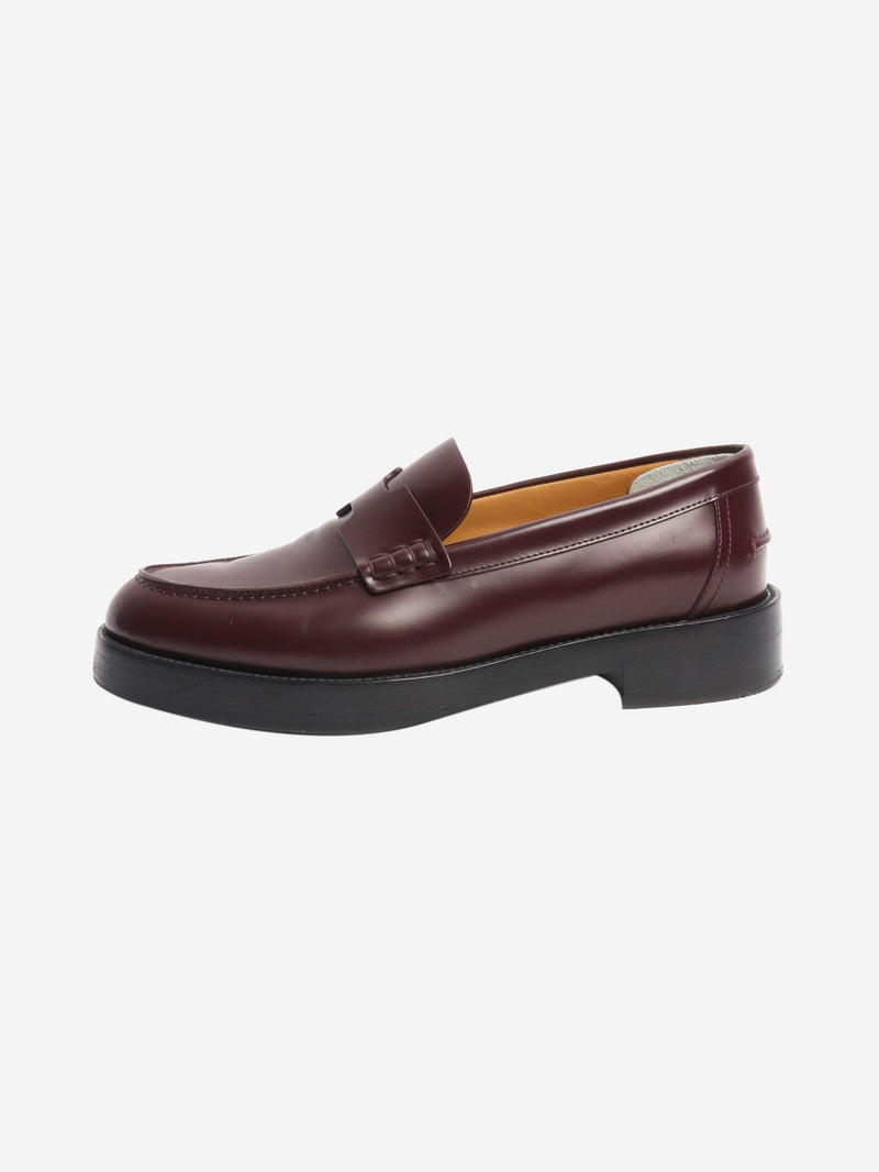 Burgundy leather loafers - size EU 38.5 Flat Shoes Hermes 
