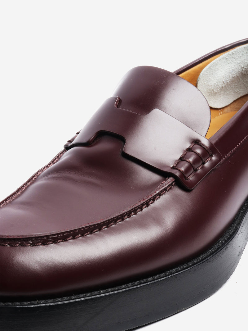 Burgundy leather loafers - size EU 38.5 Flat Shoes Hermes 