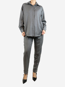 Emilia Wickstead Grey wool shirt and trouser set - size UK 8