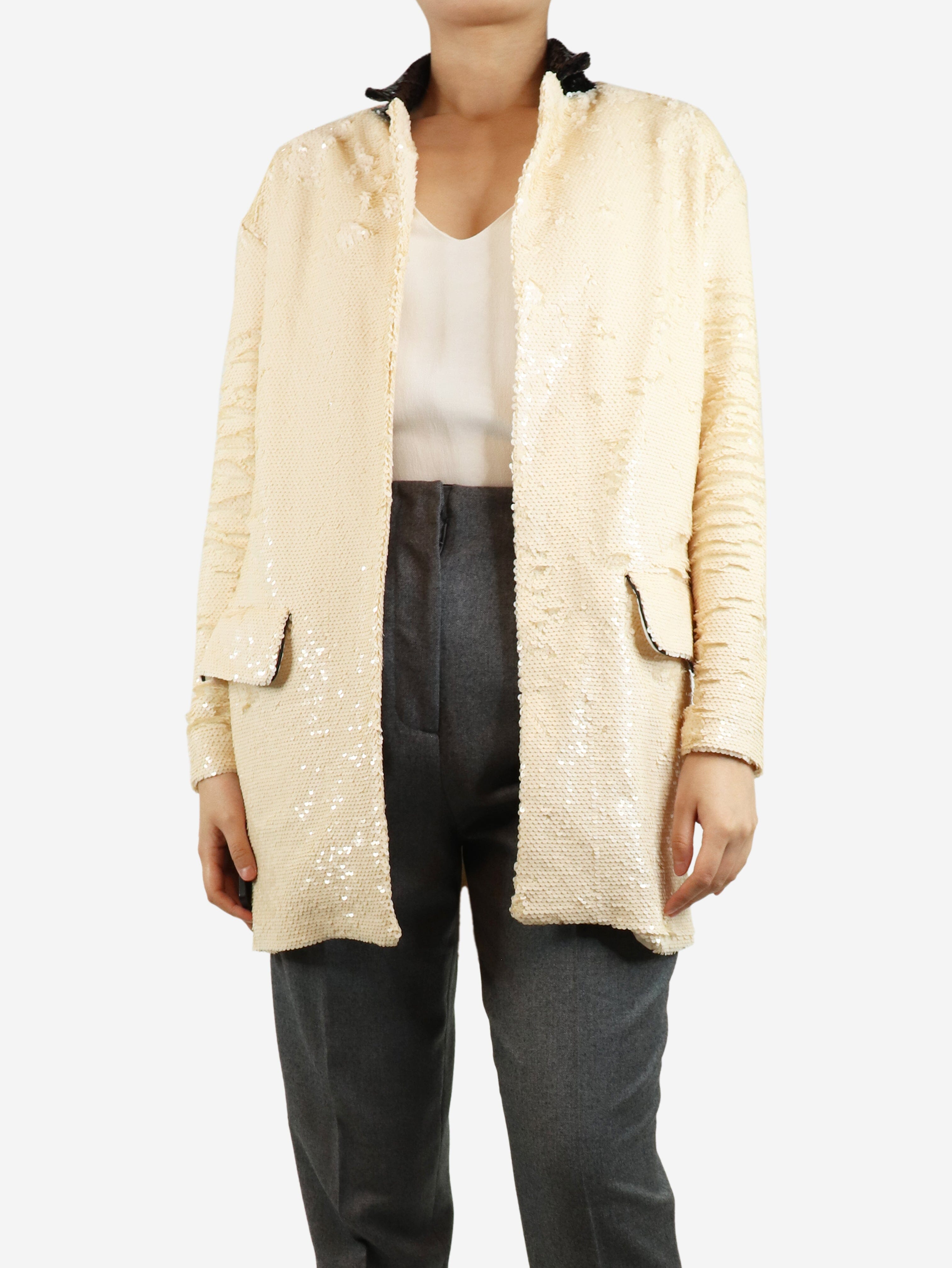 Cream sequin jacket - size S Coats & Jackets Stefania Vaidani 