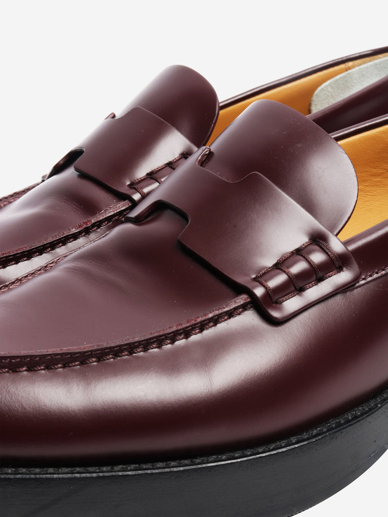 Burgundy leather loafers - size EU 38.5 Flat Shoes Hermes 