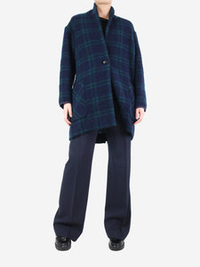 Isabel Marant Etoile Blue checkered wool-blend coat - size UK 8