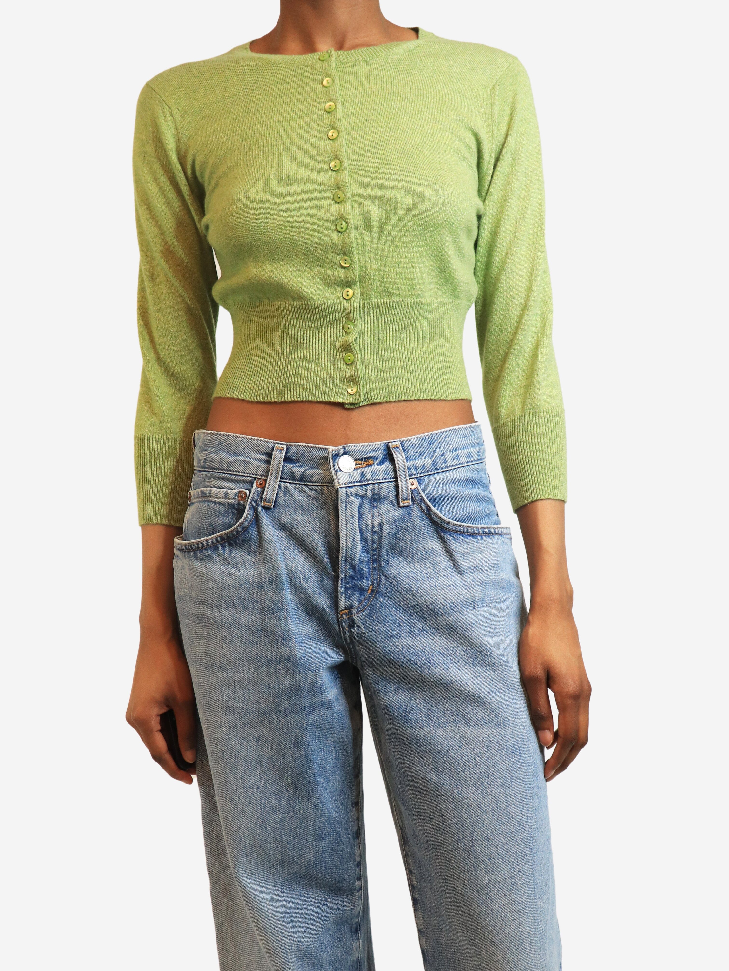 Green cashmere cardigan - size UK 10 Knitwear Brora 