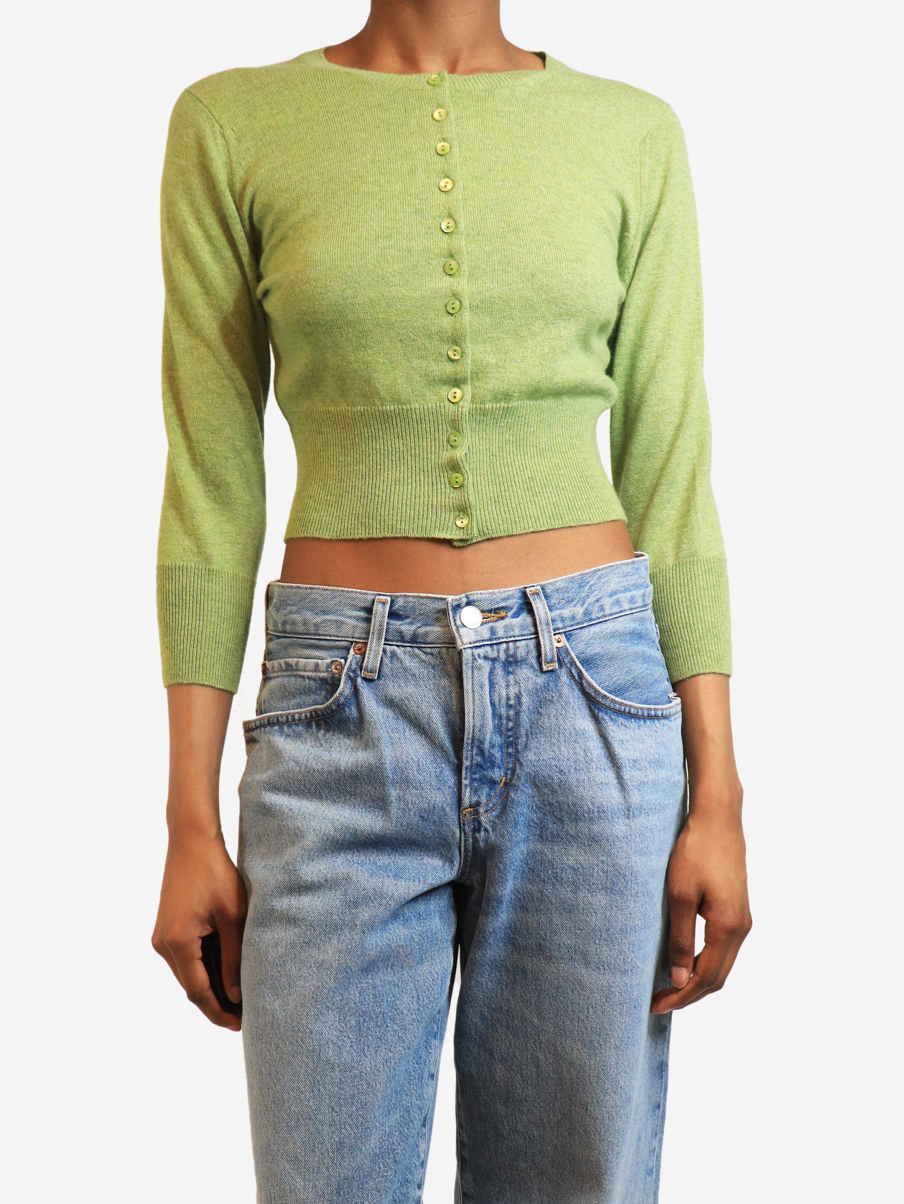 Green cashmere cardigan - size UK 10 Knitwear Brora 