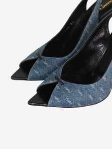 Saint Laurent Blue denim open-toe slingback heels - size EU 38