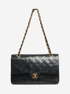 Chanel Black vintage 1986 medium lambskin Classic Double Flap bag