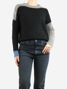 Acne Studios Black mohair-blend colour-block jumper - size XXS