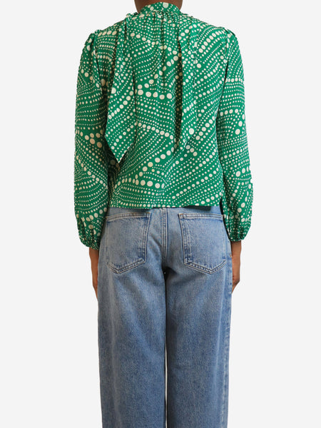 Green polka-dot silk blouse - size S alternate image